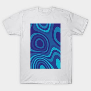Indigo Blue & Funky Abstract Fluid Pattern Design T-Shirt